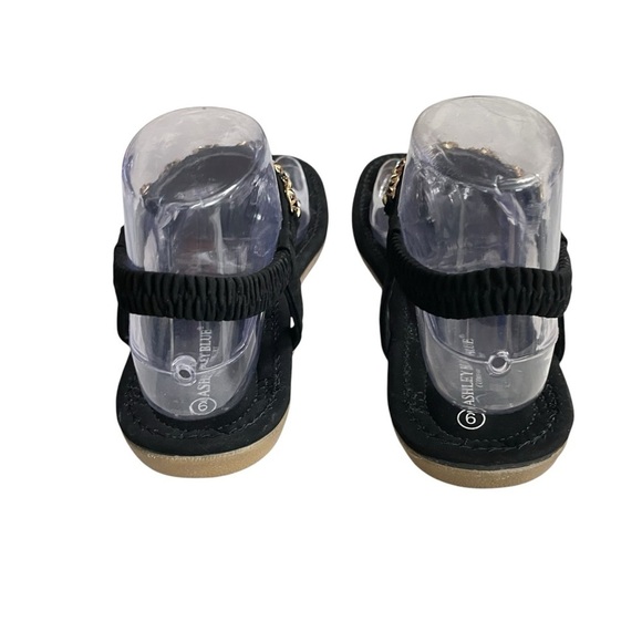 Ashley Blue Comfortable Flat Sandals With Rhinestone Decor,Soft Sole,Black Sz. 9 - Picture 3 of 11